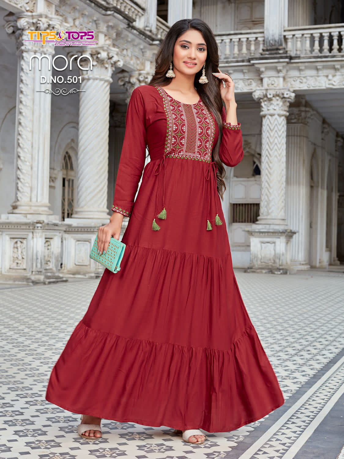 MORA Vol 5 New Designer Fancy Festive Wear Heavy Rayon Long Anarkali  Kurti Collection